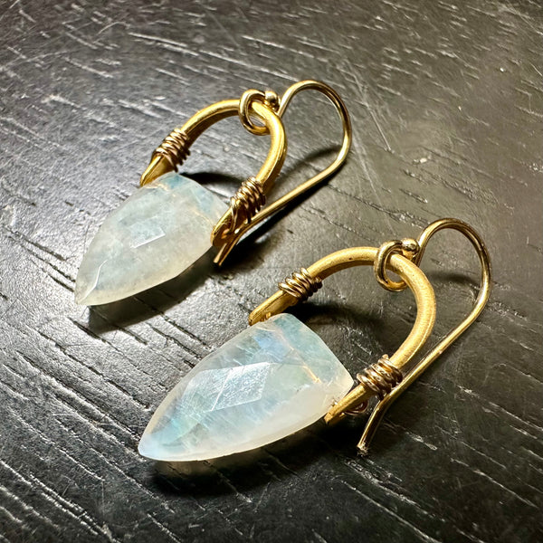24K Gold Taliswoman Moonstone Faceted Spear Briolettes