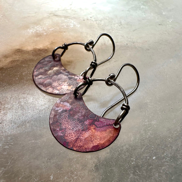 Copper Crescent Earrings