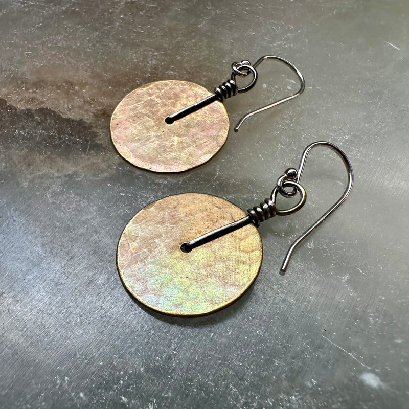 Brass Disc Earrings