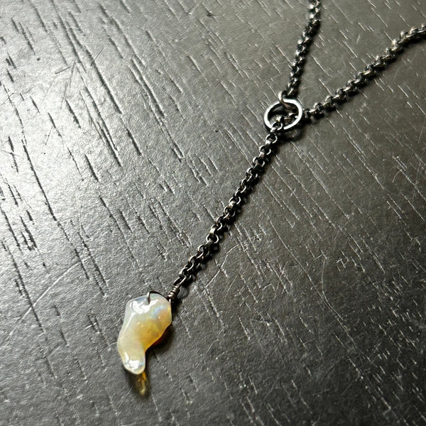 #6 Raw Opal Lariat Necklace OOAK #6