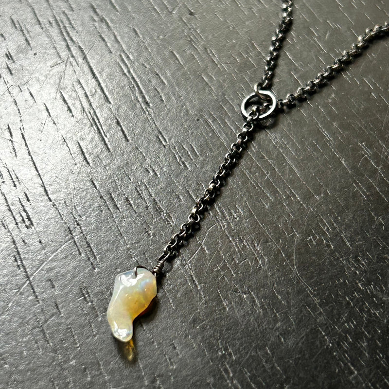 #6 Raw Opal Lariat Necklace OOAK #6