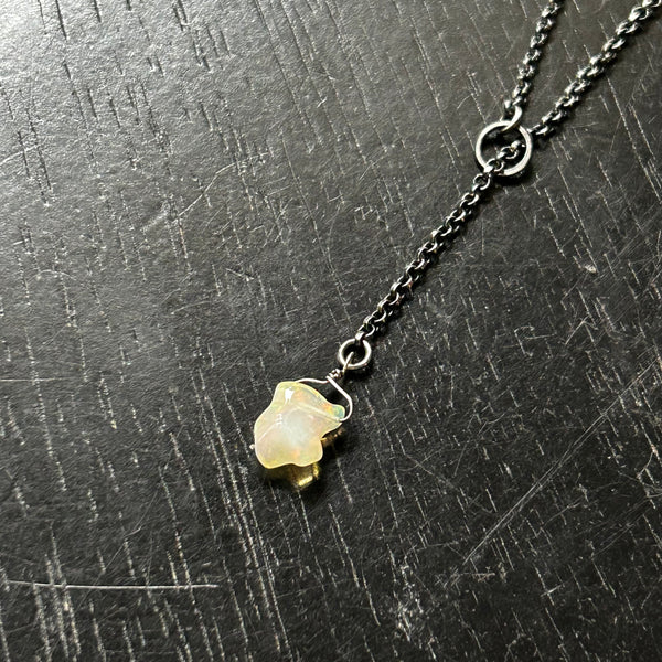 #7 Raw Opal Lariat Necklace OOAK #7