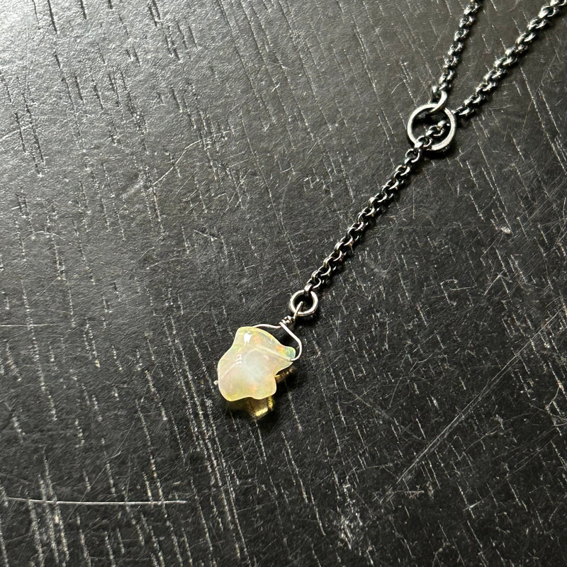 #7 Raw Opal Lariat Necklace OOAK #7