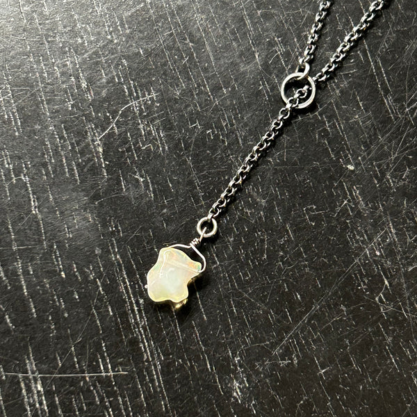 #7 Raw Opal Lariat Necklace OOAK #7