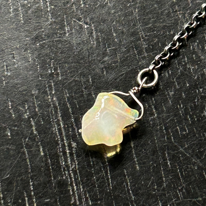 #7 Raw Opal Lariat Necklace OOAK #7