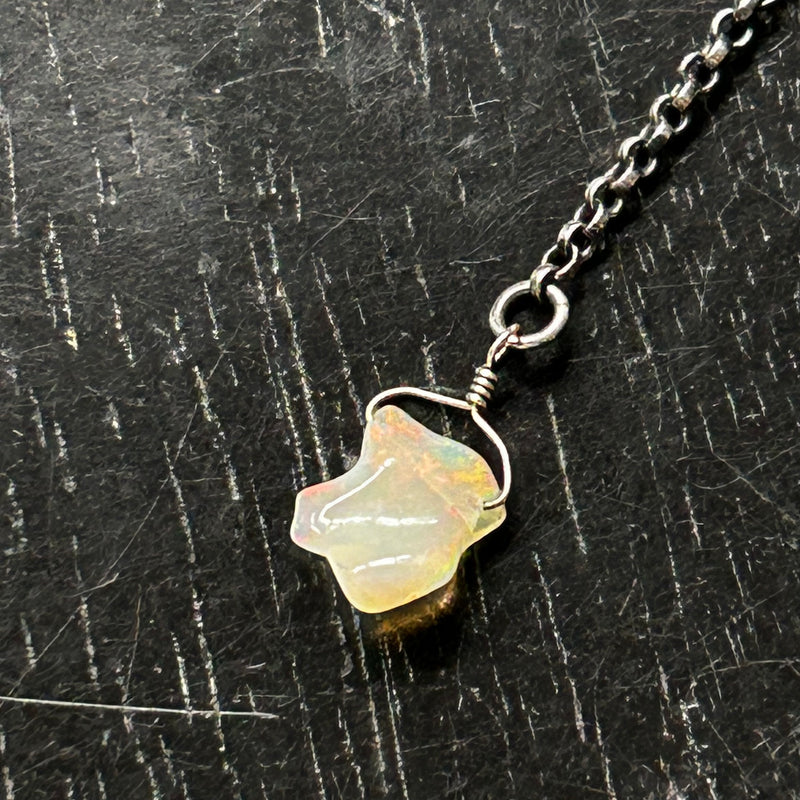 #7 Raw Opal Lariat Necklace OOAK #7