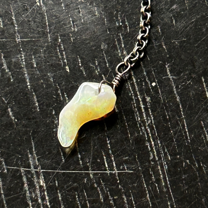 #6 Raw Opal Lariat Necklace OOAK #6
