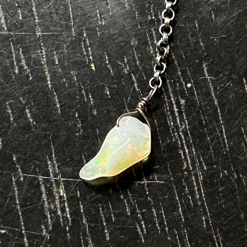 #6 Raw Opal Lariat Necklace OOAK #6
