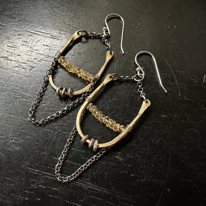 TINY ARTEMIS EARRINGS with Faceted CITRINES NOVEMBER BIRTHSTONE