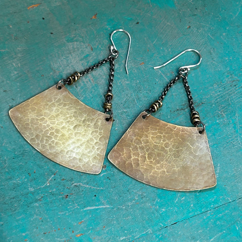 Brass Sola-Mezza Blade Earrings with Heishi Beads