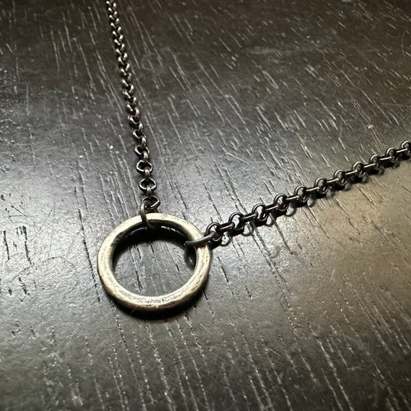 Thick Forged Ring, Sterling Silver Necklace: YOUR CHOICE OF 3 LENGTHS!