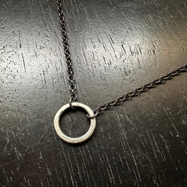 Thick Forged Ring, Sterling Silver Necklace: YOUR CHOICE OF 3 LENGTHS!