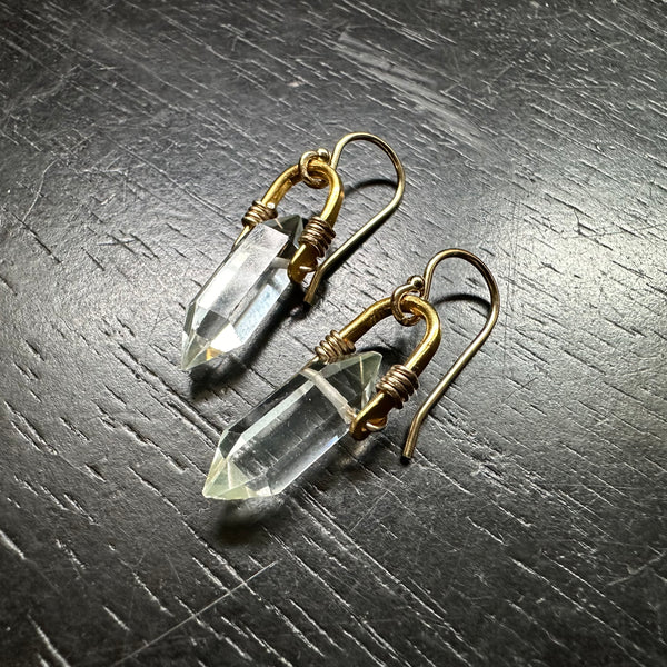 Tiny Gold Quartz Taliswoman Earrings