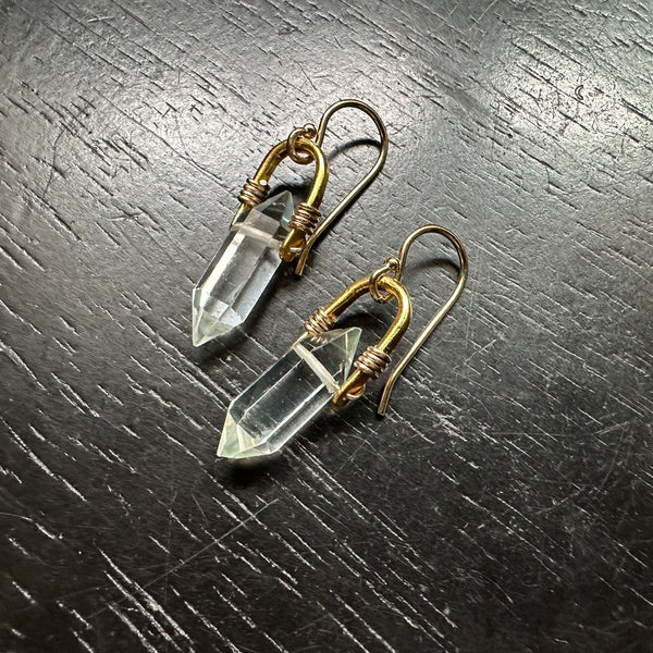 Tiny Gold Quartz Taliswoman Earrings