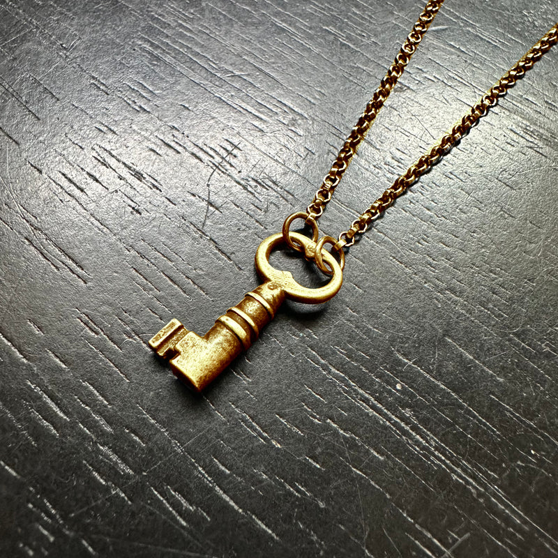 Vintage Skeleton Key Necklace- your choice of Oxidized Brass or Sterling Silver