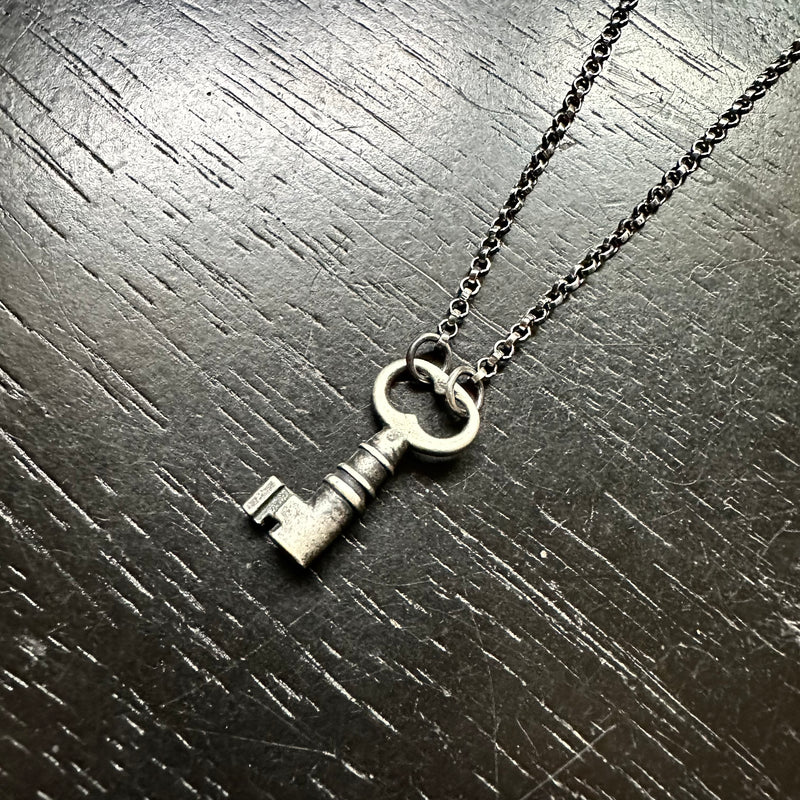 Vintage Skeleton Key Necklace- your choice of Oxidized Brass or Sterling Silver