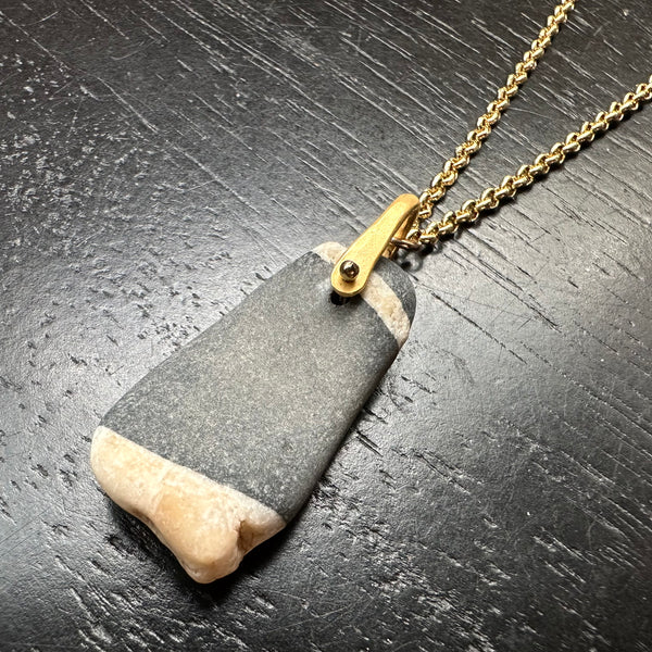 #4 VERMONT ROCKS! "WISHING STONE" / 24K GOLD TALISWOMAN 14K GOLD NECKLACE, OOAK #4