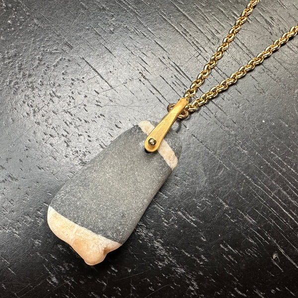 #4 VERMONT ROCKS! "WISHING STONE" / 24K GOLD TALISWOMAN 14K GOLD NECKLACE, OOAK #4
