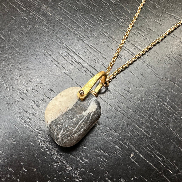#5 VERMONT ROCKS! "WISHING STONE" / 24K GOLD TALISWOMAN 14K GOLD NECKLACE, OOAK #5