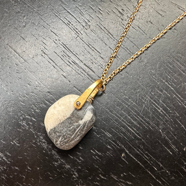 #5 VERMONT ROCKS! "WISHING STONE" / 24K GOLD TALISWOMAN 14K GOLD NECKLACE, OOAK #5