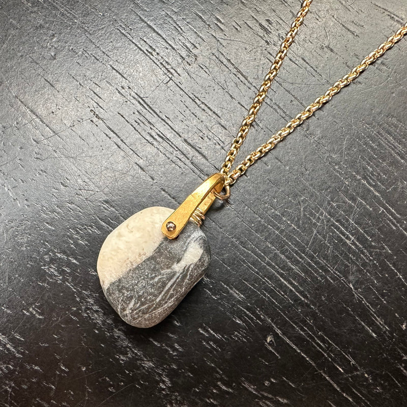 #5 VERMONT ROCKS! "WISHING STONE" / 24K GOLD TALISWOMAN 14K GOLD NECKLACE, OOAK #5