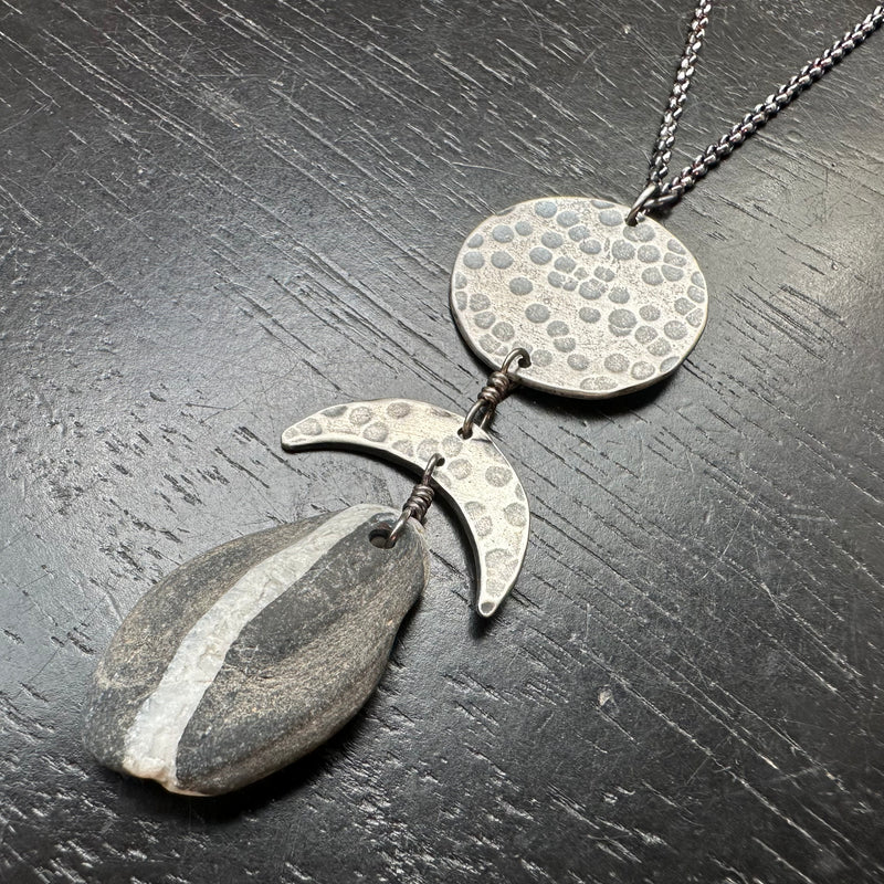 #6 LARGE VERMONT ROCKS! "WISHING STONE" / MOON TOTEM NECKLACE, OOAK #6