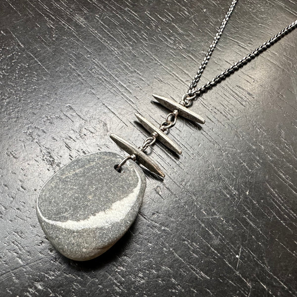 #5 VERMONT ROCKS! "WISHING STONE" / TRIPLE TOTEM NECKLACE, OOAK #5