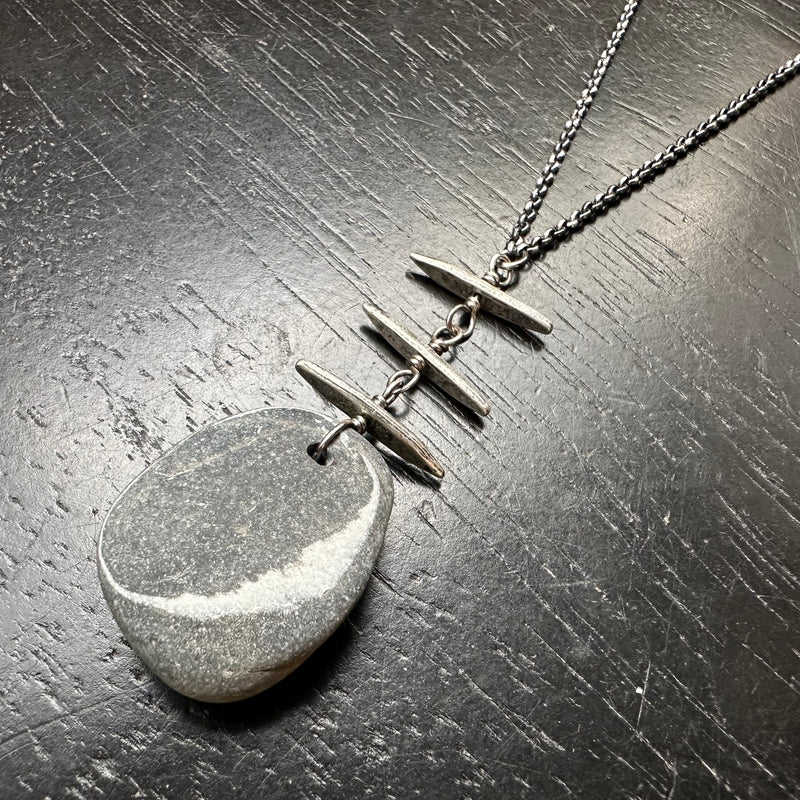 #5 VERMONT ROCKS! "WISHING STONE" / TRIPLE TOTEM NECKLACE, OOAK #5
