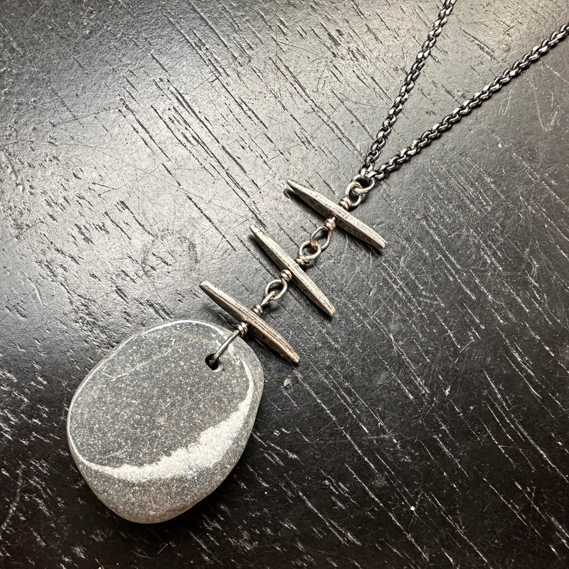 #5 VERMONT ROCKS! "WISHING STONE" / TRIPLE TOTEM NECKLACE, OOAK #5