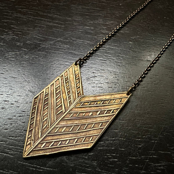 Brass Arrow Feather Necklace