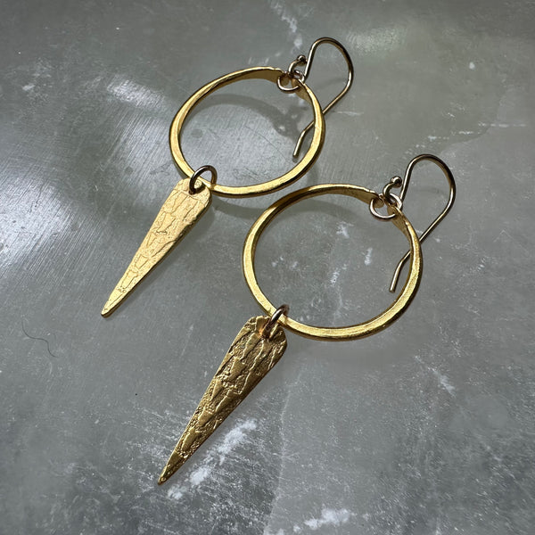 SPEARRINGS! TINY 24K Gold VERMEIL Textured spears & Hoops