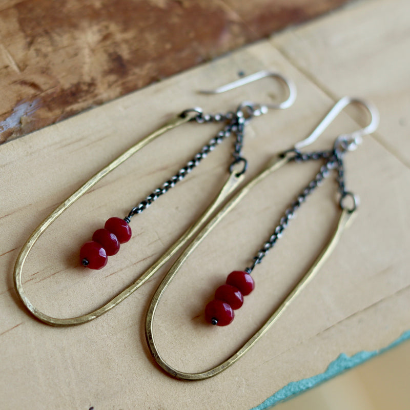 Medium Brass Ruby HESTIA EARRINGS