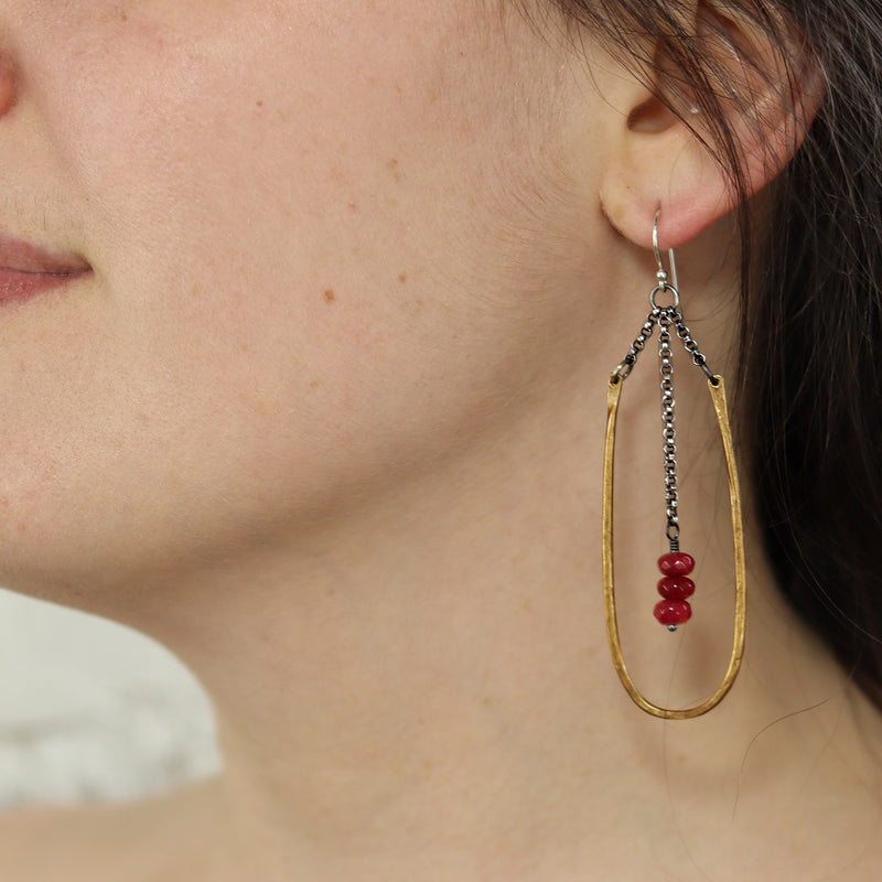 Medium Brass Ruby HESTIA EARRINGS