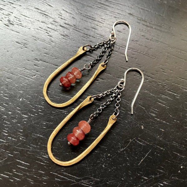 Tiny Brass Hestia Earrings with Your Choice of Crystal
