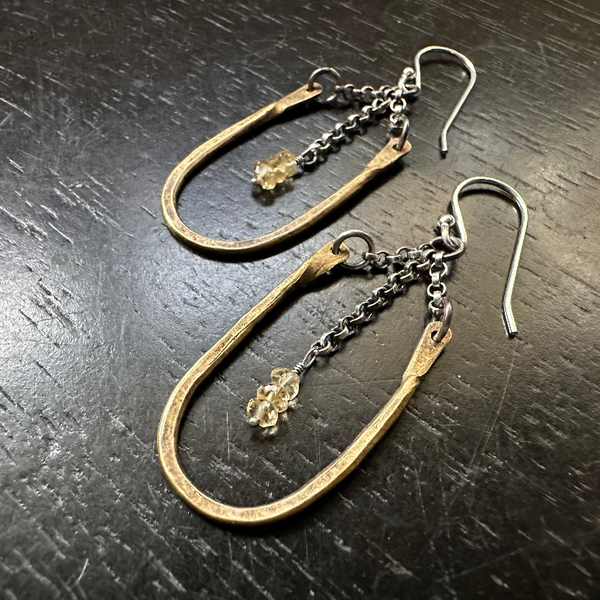 Tiny Brass Hestia Earrings with Your Choice of Crystal