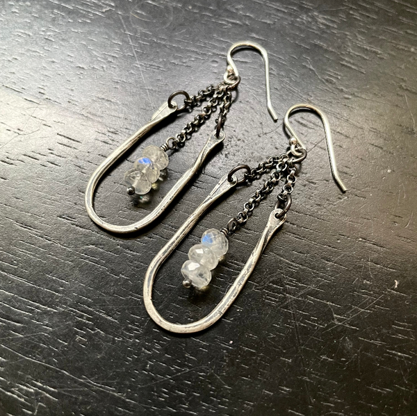 Tiny Silver Hestia Earrings with Fluorite