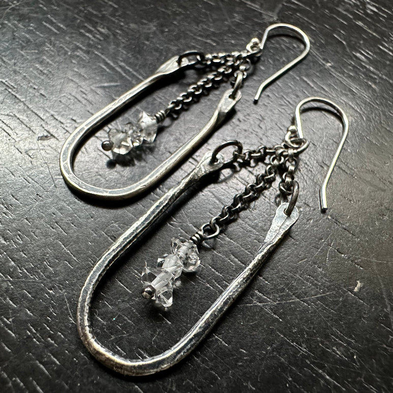 Tiny Silver Hestia Earrings with Your Choice of Crystal