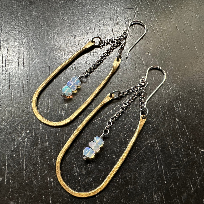 Small Brass Hestia Earrings with Your Choice of Crystal