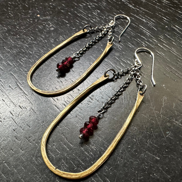 Small Brass Hestia Earrings with Your Choice of Crystal