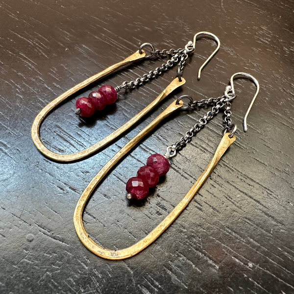 Small Brass Hestia Earrings with Your Choice of Crystal