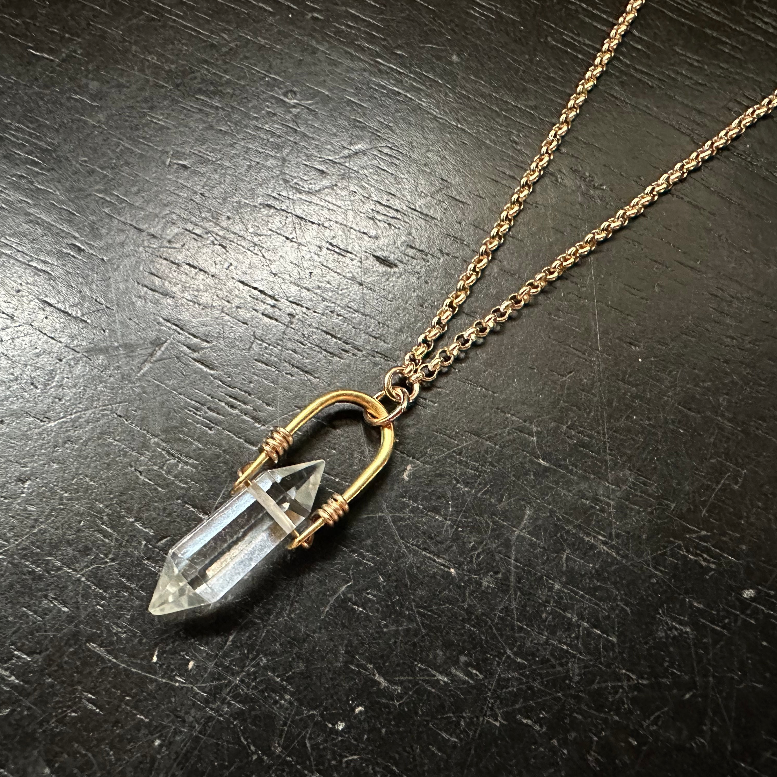 Tiny Gold Taliswoman Necklace with Your Choice of Crystal