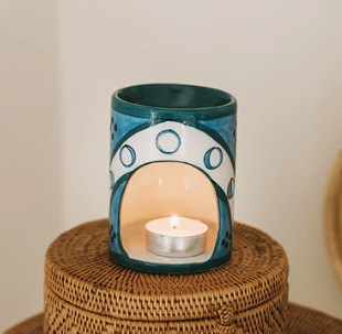AMIYA Moon phase Essential Oil Warmer - Hand Painted Ceramic