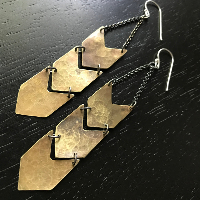 PRIVATE LISTING FOR EMILY: Make-a-match for Brass Chevron Earrings: Triple Chevron version