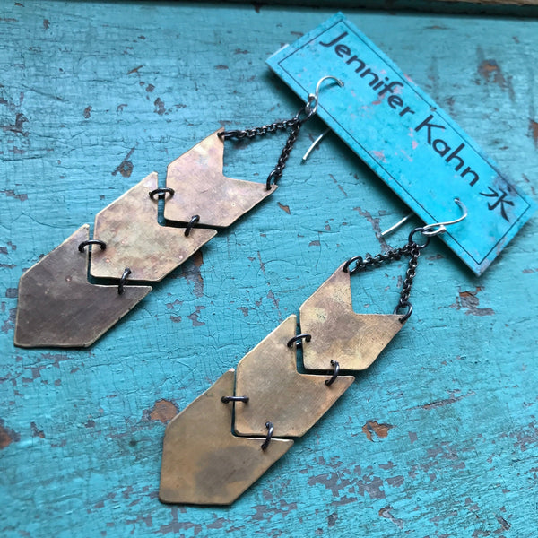PRIVATE LISTING FOR EMILY: Make-a-match for Brass Chevron Earrings: Triple Chevron version