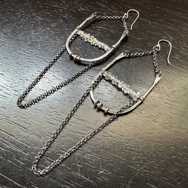 Silver Artemis Earrings with Faceted Herkimer Diamonds!