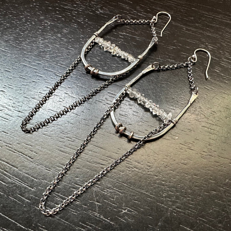 Silver Artemis Earrings with Faceted Herkimer Diamonds!