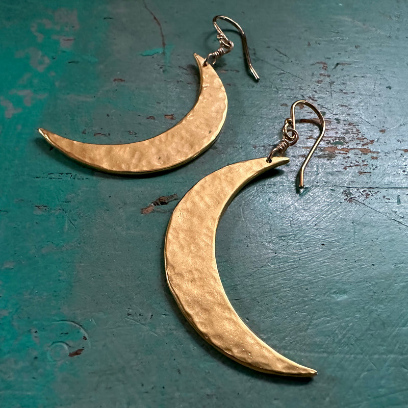 XL Gold Crescent Moon earrings