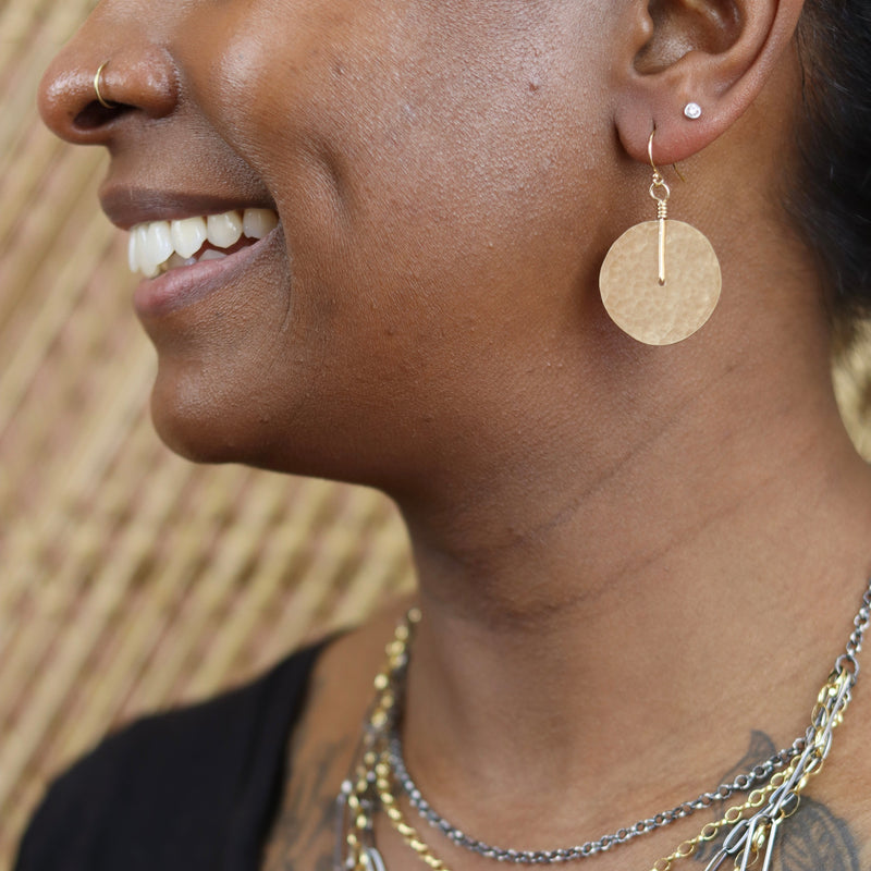 Small Hammered Gold Disc Earrings