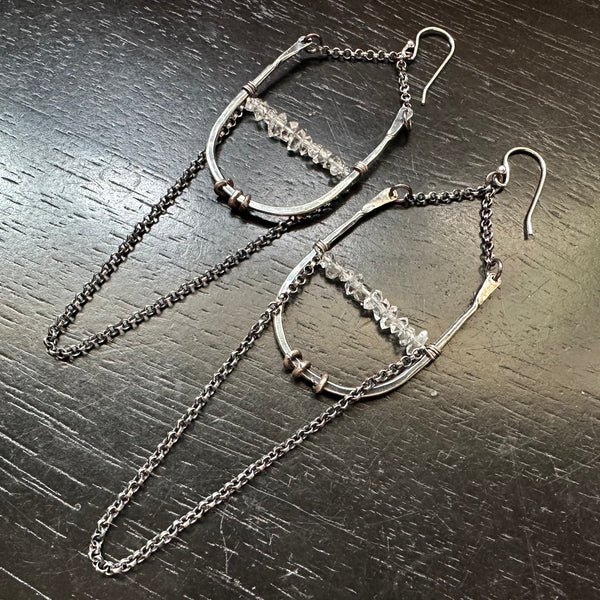 Silver Artemis Earrings with Faceted Herkimer Diamonds!