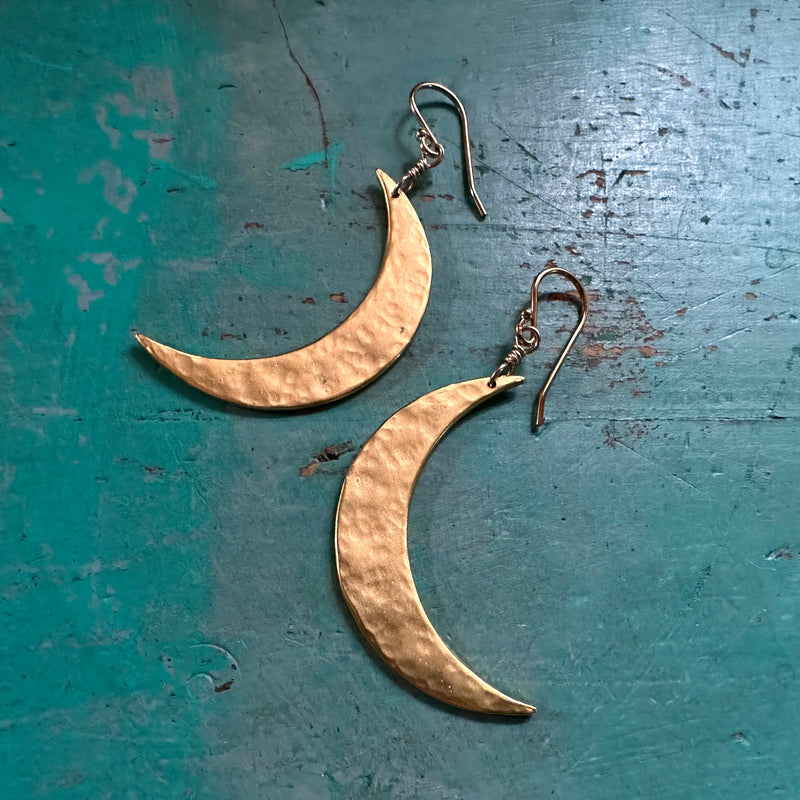 XL Gold Crescent Moon earrings